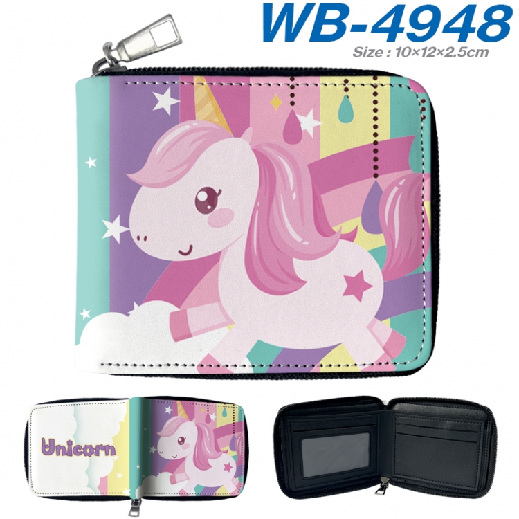 Unicorn Anime Full Color Short All Inclusive Zipper Wallet 10x12x2.5cm WB-4948A