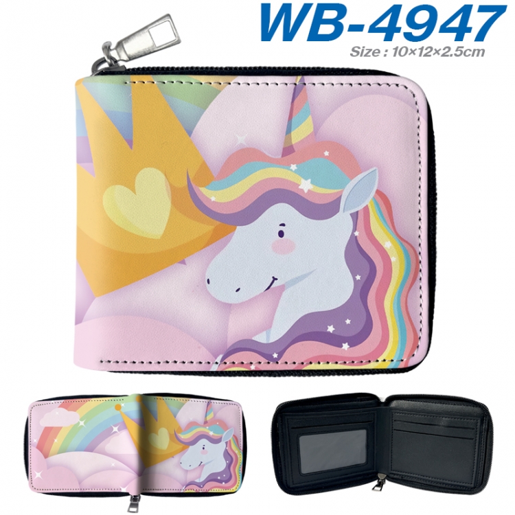 Unicorn Anime Full Color Short All Inclusive Zipper Wallet 10x12x2.5cm WB-4947A