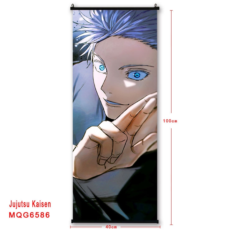 Jujutsu Kaisen Anime black Plastic rod Cloth painting Wall Scroll  40X100CM MQG-6586