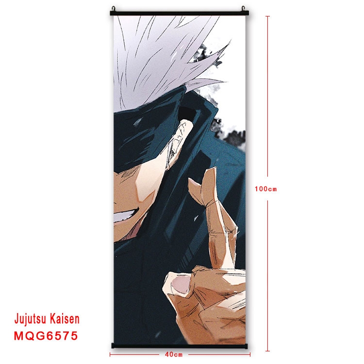 Jujutsu Kaisen Anime black Plastic rod Cloth painting Wall Scroll  40X100CM MQG-6575