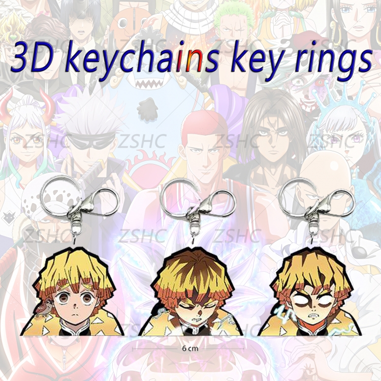 Demon Slayer Kimets 3D gradient acrylic keychain cardboard packaging 5-8CM  price for 5 pcs K-DS03