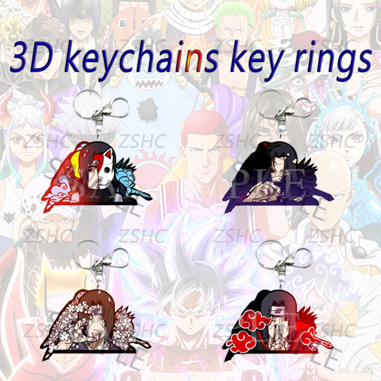 Naruto 3D gradient acrylic keychain cardboard packaging 5-8CM  price for 5 pcs K-N02