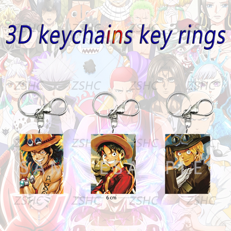 One Piece 3D gradient acrylic keychain cardboard packaging 5-8CM  price for 5 pcs  K-OP1