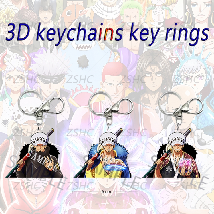 One Piece 3D gradient acrylic keychain cardboard packaging 5-8CM  price for 5 pcs  K-O25