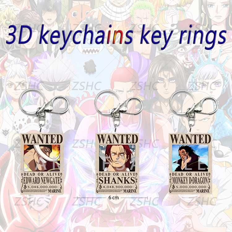 One Piece 3D gradient acrylic keychain cardboard packaging 5-8CM  price for 5 pcs K-OP10
