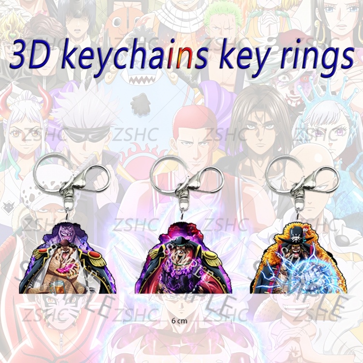 One Piece 3D gradient acrylic keychain cardboard packaging 5-8CM  price for 5 pcs  K-O24
