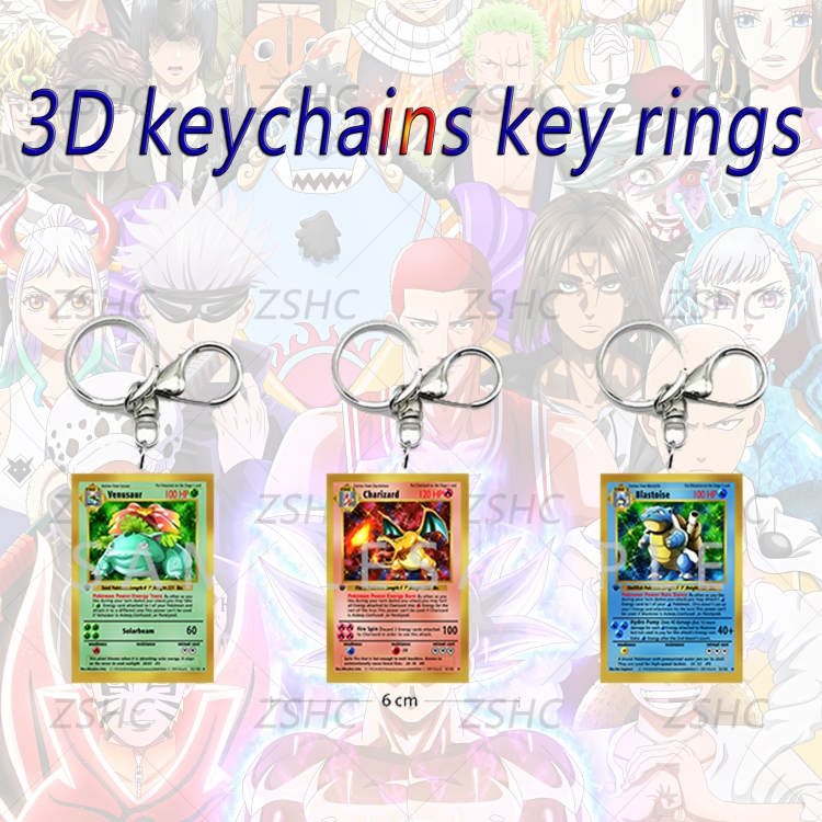 Pokemon 3D gradient acrylic keychain cardboard packaging 5-8CM  price for 5 pcs  K-P14