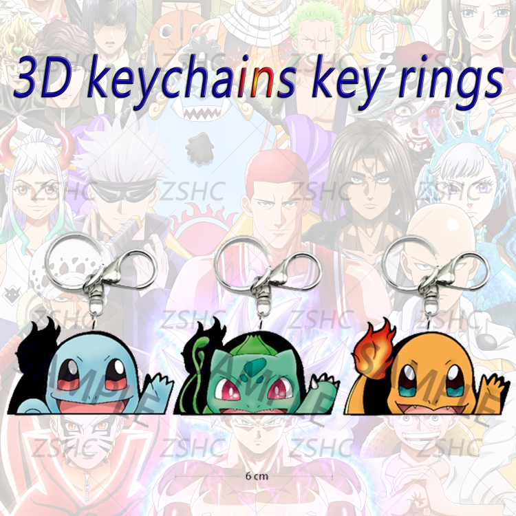 Pokemon 3D gradient acrylic keychain cardboard packaging 5-8CM  price for 5 pcs  K-P03