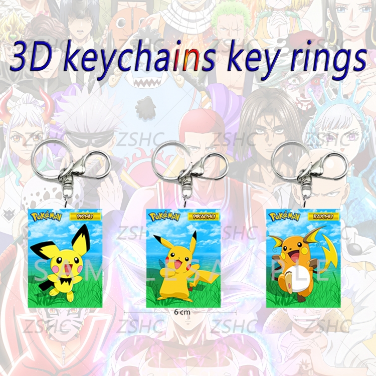 Pokemon 3D gradient acrylic keychain cardboard packaging 5-8CM  price for 5 pcs  K-P50