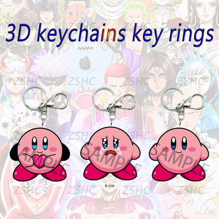 Kirby 3D gradient acrylic keychain cardboard packaging 5-8CM  price for 5 pcs  K-P09