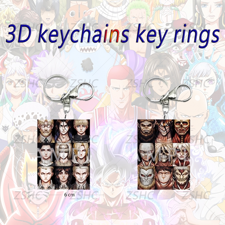 Shingeki no Kyojin 3D gradient acrylic keychain cardboard packaging 5-8CM  price for 5 pcs