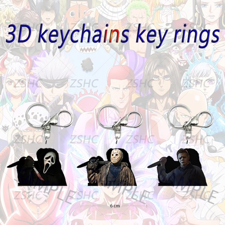 Halloween 3D gradient acrylic keychain cardboard packaging 5-8CM  price for 5 pcs