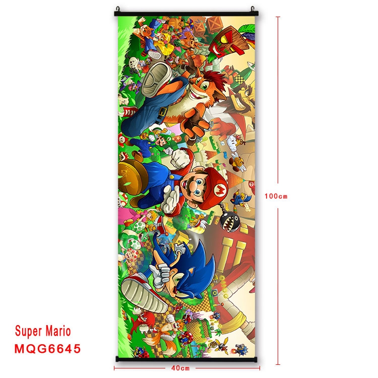 Super Mario  Anime black Plastic rod Cloth painting Wall Scroll 40X100CM  MQG-6645