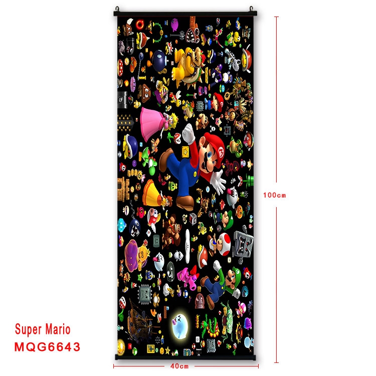 Super Mario  Anime black Plastic rod Cloth painting Wall Scroll 40X100CM MQG-6643