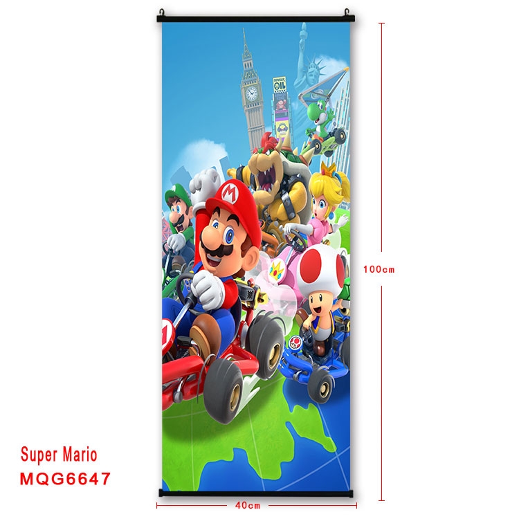 Super Mario  Anime black Plastic rod Cloth painting Wall Scroll 40X100CM  MQG-6647
