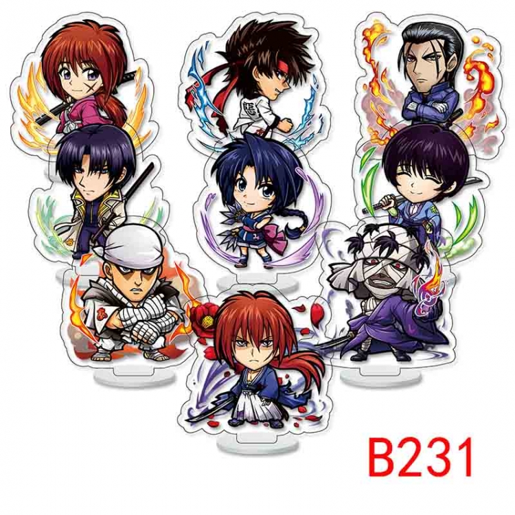 RUROUNI KENSHIN Anime Character acrylic Small Standing Plates  Keychain 6cm a set of 9