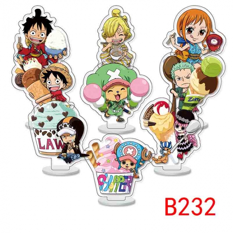 One Piece Anime Character acrylic Small Standing Plates  Keychain 6cm a set of 9