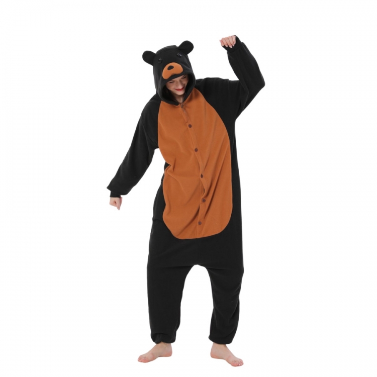 black bear Animal cartoon series COS performance suit, fleece one piece pajamas from S to XL