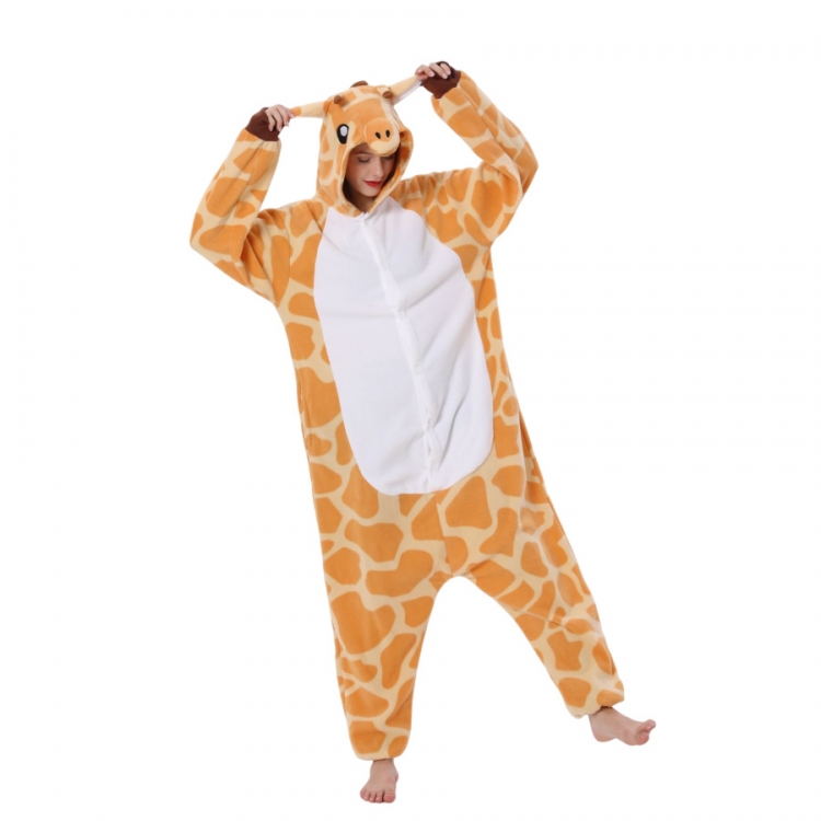 giraffe Animal cartoon series COS performance suit, fleece one piece pajamas from S to XL