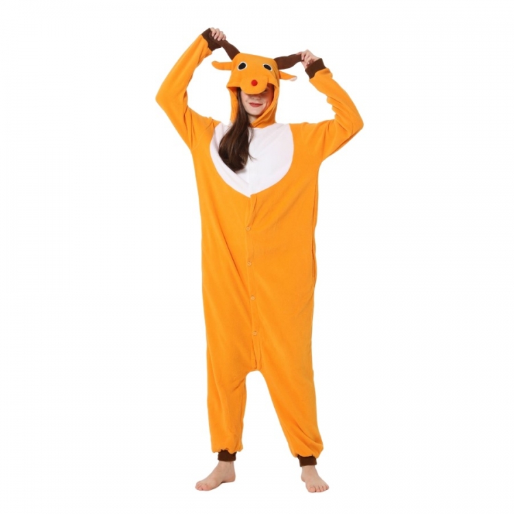 Christmas deer Animal cartoon series COS performance suit, fleece one piece pajamas from S to XL