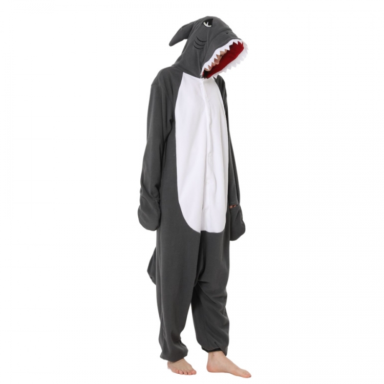 Grey Shark Animal cartoon series COS performance suit, fleece one piece pajamas from S to XL