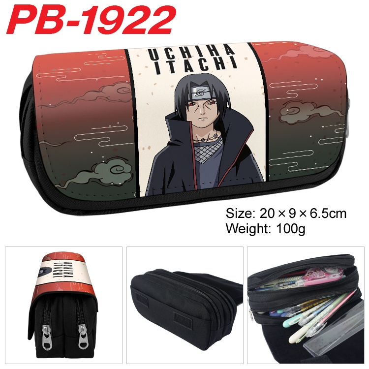 Naruto Anime double-layer pu leather printing pencil case 20x9x6.5cm PB-1922