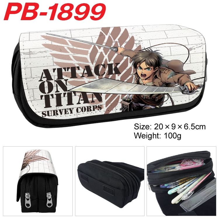 Shingeki no Kyojin Anime double-layer pu leather printing pencil case 20x9x6.5cm PB-1899