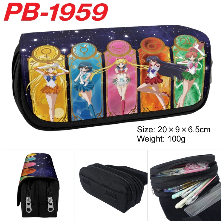 sailormoon Anime double-layer pu leather printing pencil case 20x9x6.5cm  PB-1959