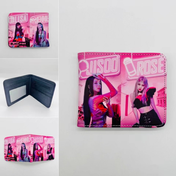 BLACK PINK Full color Two fold short card case wallet 11X9.5CM