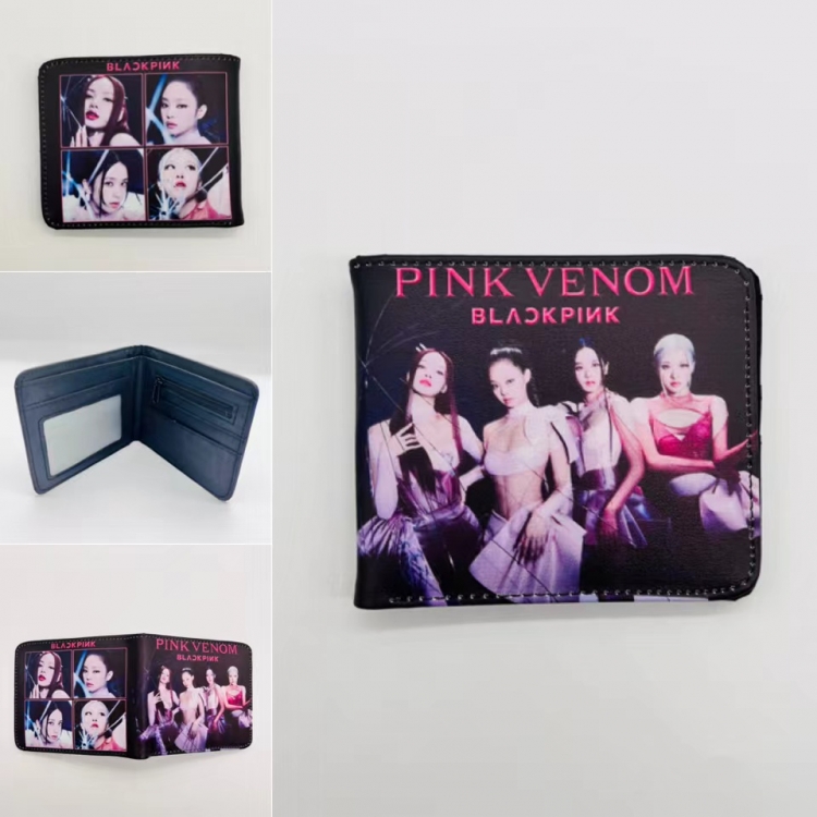 BLACK PINK Full color Two fold short card case wallet 11X9.5CM