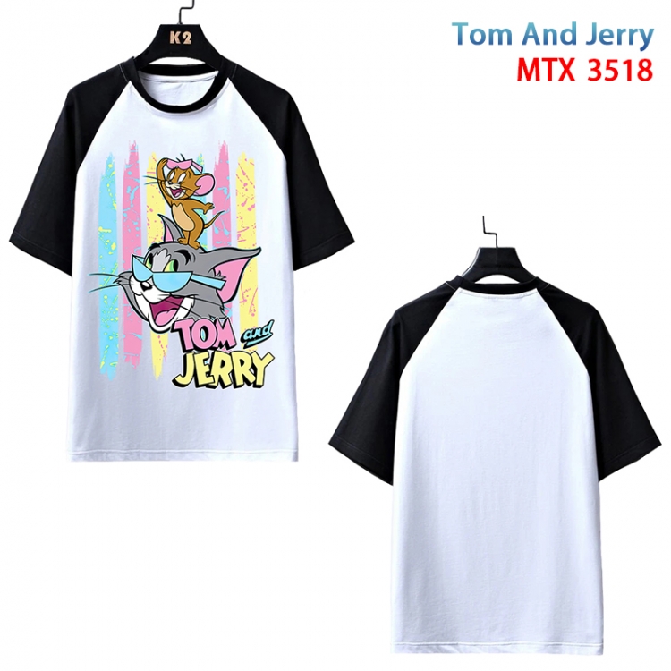 Tom and Jerry Anime raglan sleeve cotton T-shirt from XS to 3XL MTX518