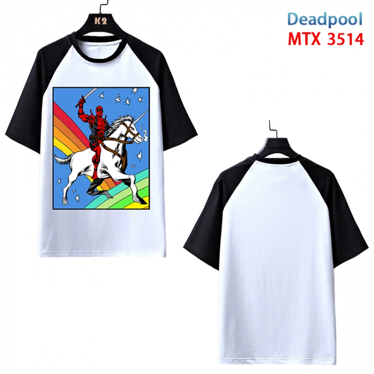 Deadpool Anime raglan sleeve cotton T-shirt from XS to 3XL MTX514