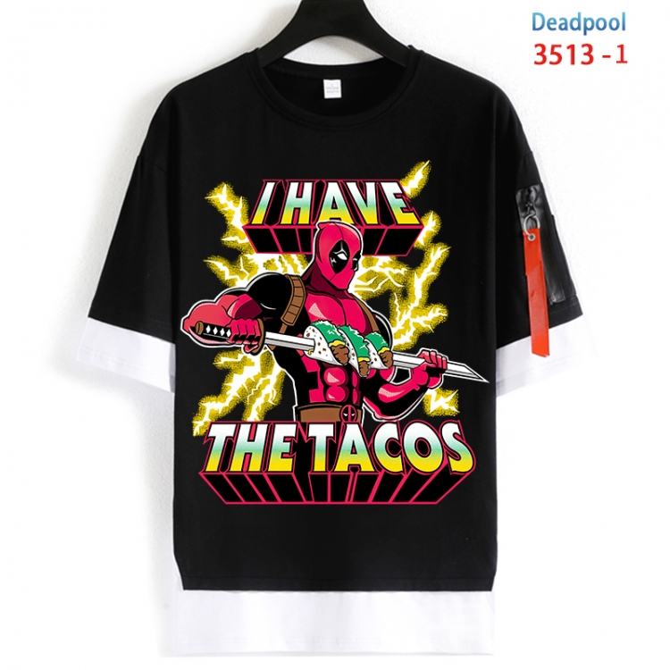 Deadpool Cotton Crew Neck Fake Two-Piece Short Sleeve T-Shirt from S to 4XL