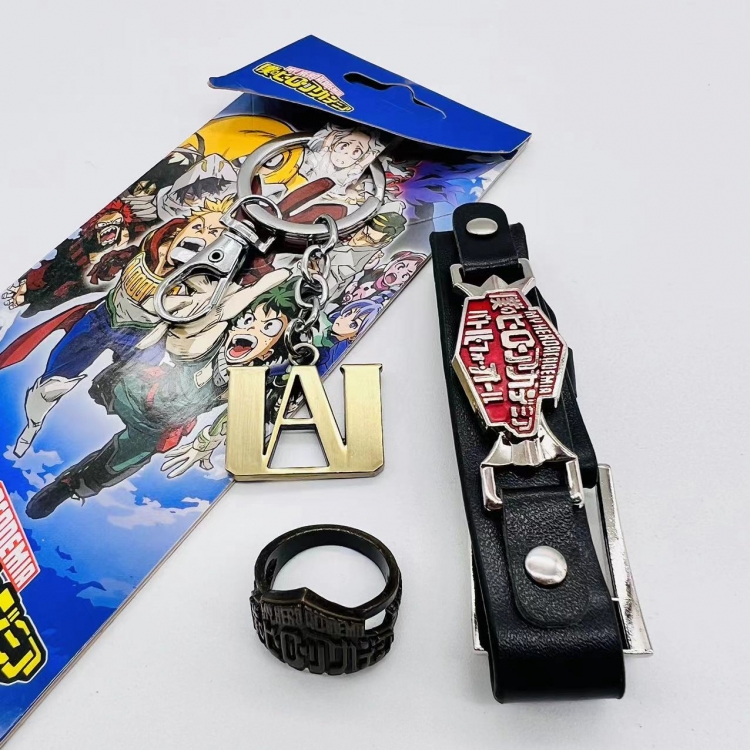 JoJos Bizarre Adventure Anime peripheral leather bracelet with ring keychain  3 piece set