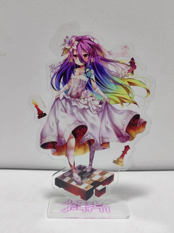 NO GAME NO LIFE   Anime Laser Acrylic Humanoid  keychain big Standing Plates 15.8cm
