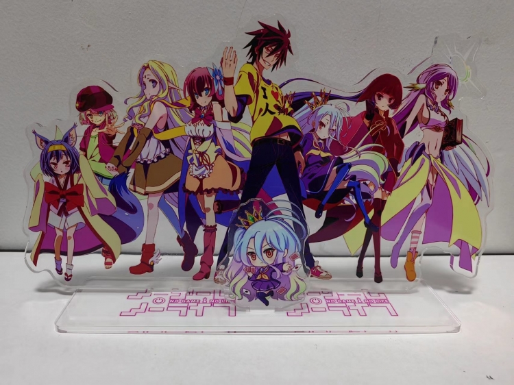 NO GAME NO LIFE  Anime Laser Acrylic Humanoid  keychain big Standing Plates 15.8cm