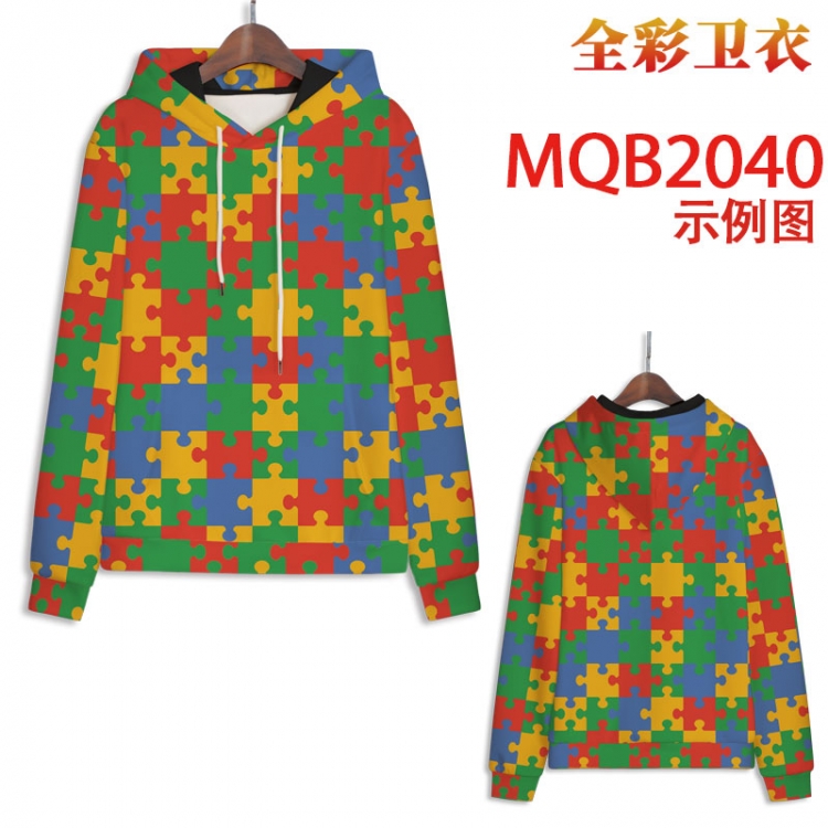 cartoon Full color long sleeve hooded patch pocket sweater from 2XS to 4XL MQB 2040
