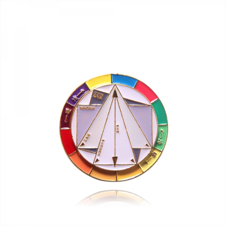 Creative color scheme badge for metal brooch on turntable OPP packaging price for 2 pcs