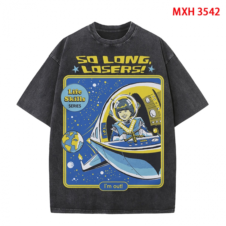 Evil illustration Anime peripheral pure cotton washed and worn T-shirt from S to 4XL MXH-3542