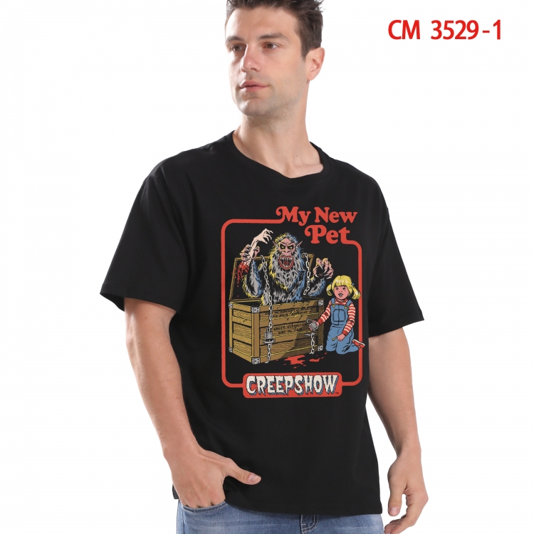 Evil illustration Printed short-sleeved cotton T-shirt from S to 4XL 3529-1