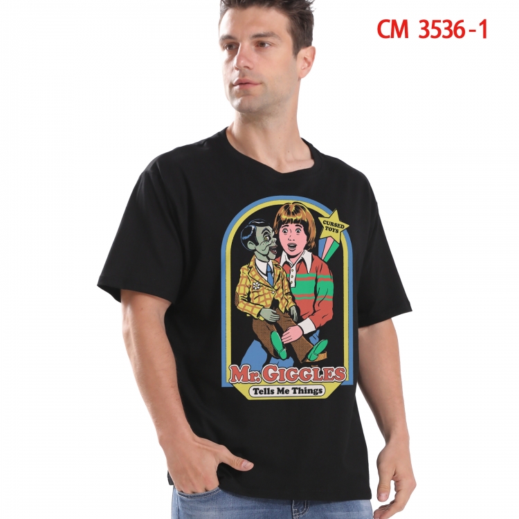 Evil illustration Printed short-sleeved cotton T-shirt from S to 4XL 3536-1