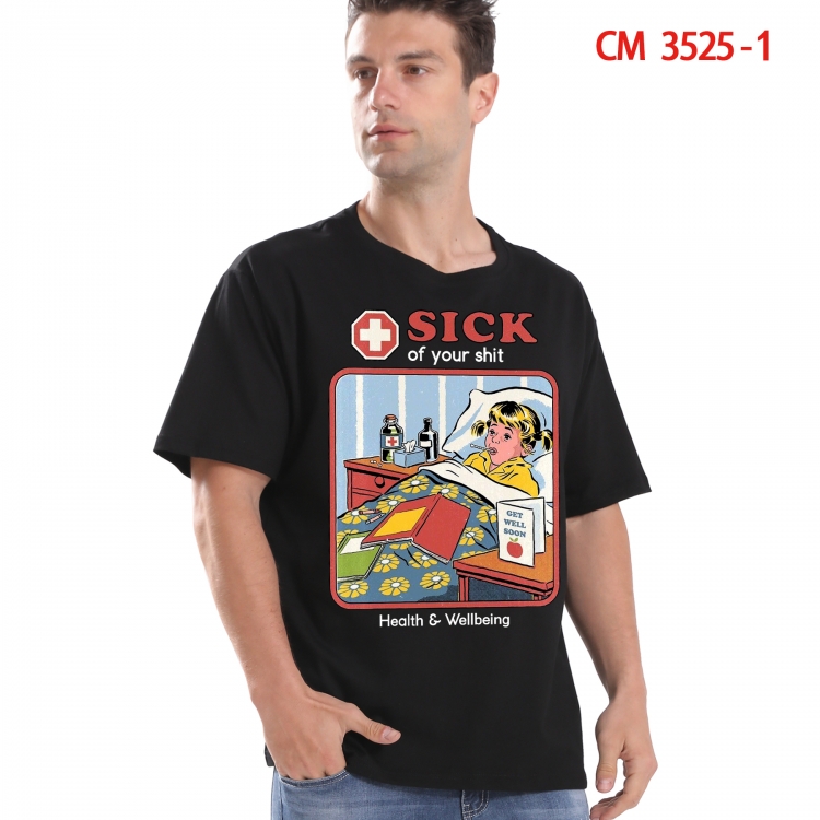 Evil illustration Printed short-sleeved cotton T-shirt from S to 4XL 3525-1