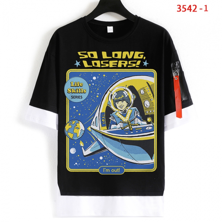 Evil illustration Cotton Crew Neck Fake Two-Piece Short Sleeve T-Shirt from S to 4XL  HM-3542-1