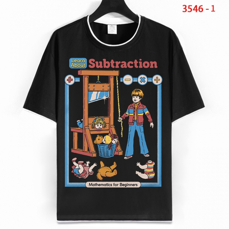 Evil illustration Cotton crew neck black and white trim short-sleeved T-shirt from S to 4XL HM-3546-1