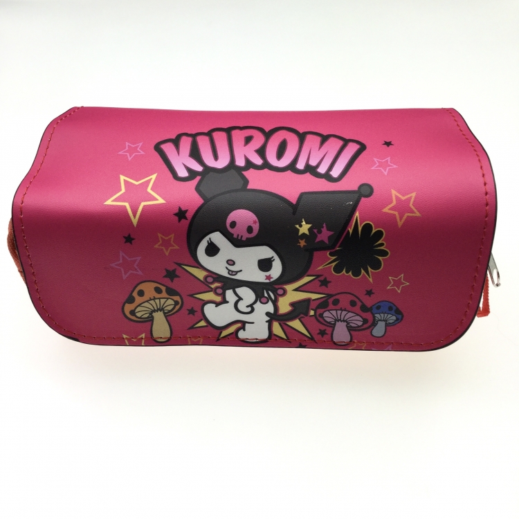 Kuromi Double zipper PU student stationery box pencil case 20X10X7.5M