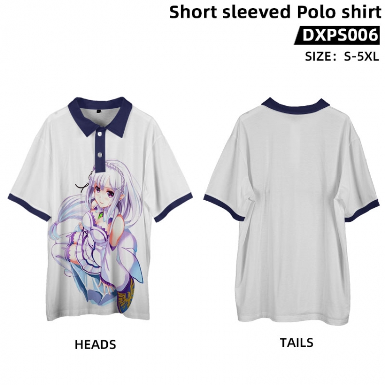 Re:Zero kara Hajimeru Isekai Seikatsu Anime peripheral short sleeved POLO shirt from S to 5XL supports customization wit
