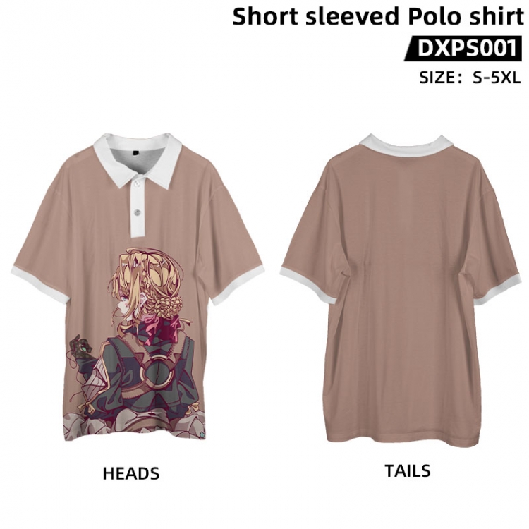 Violet Evergarden Anime peripheral short sleeved POLO shirt from S to 5XL supports customization with pictures DXPS001