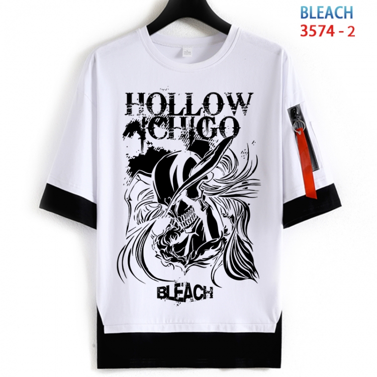 Bleach Cotton Crew Neck Fake Two-Piece Short Sleeve T-Shirt from S to 4XL HM-3574-2