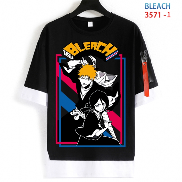 Bleach Cotton Crew Neck Fake Two-Piece Short Sleeve T-Shirt from S to 4XL HM-3571-1