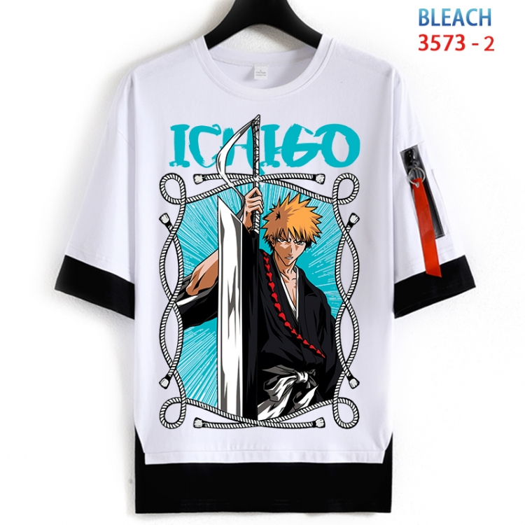 Bleach Cotton Crew Neck Fake Two-Piece Short Sleeve T-Shirt from S to 4XL HM-3573-2